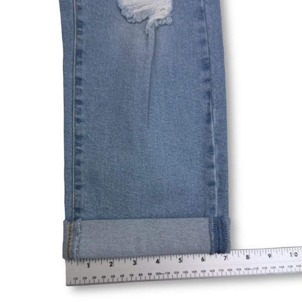 Rachel Roy Jeans Sz 12 /31 Denim Straight Leg Distressed Mid Rise Girlfriend NWT